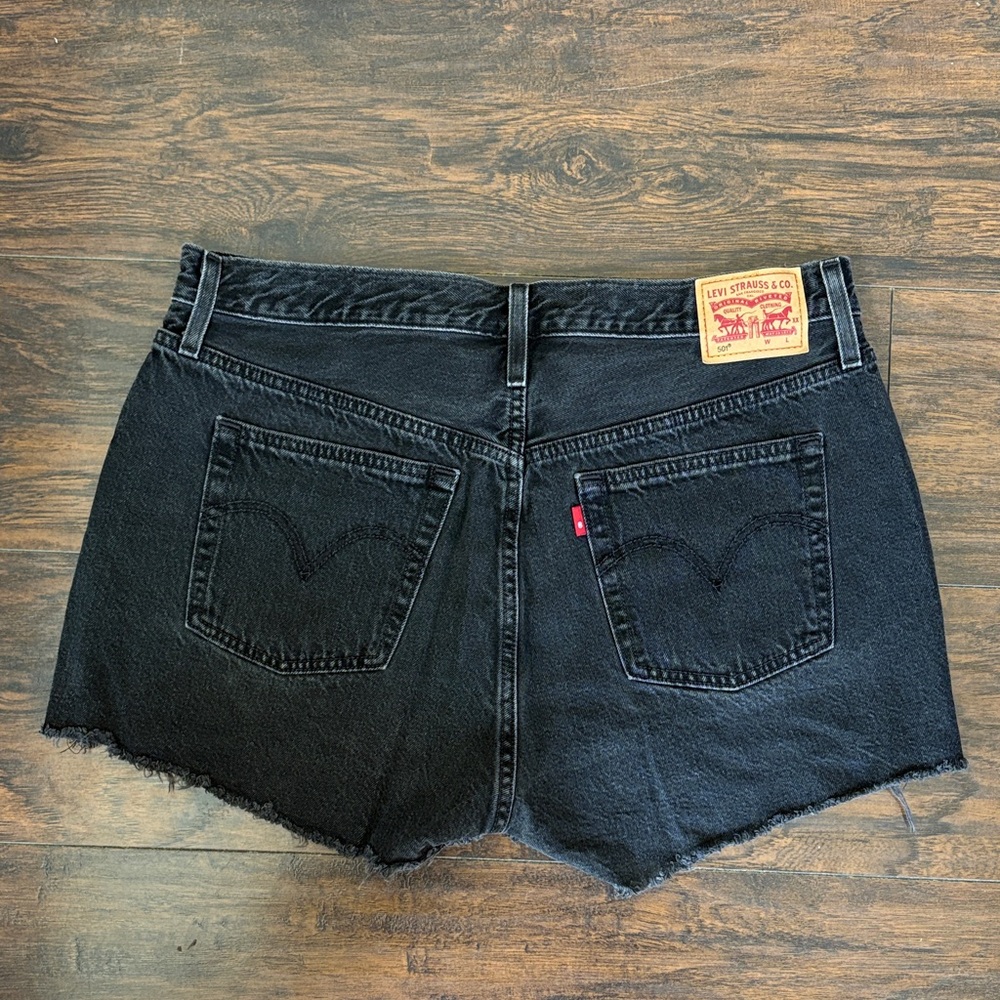 Levi's 501 Black High-Rise Denim Cutoff Shorts - Picture 3 of 11